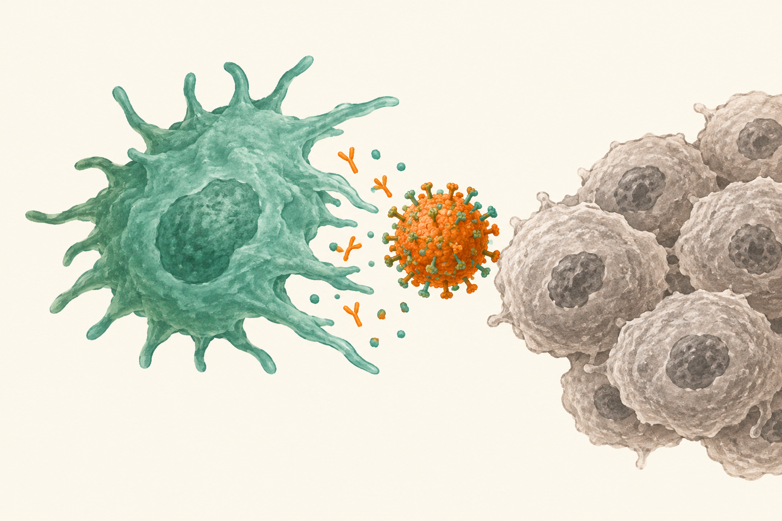Conceptual illustration for Why did oncolytic virus M1 work better in some tumors?; not measured study data