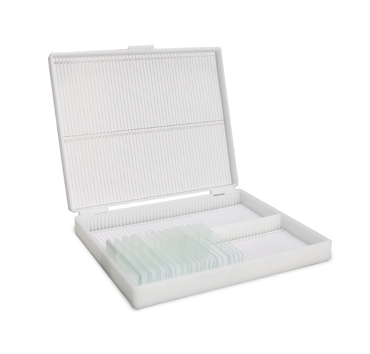 100-slide microscope slide storage box, White