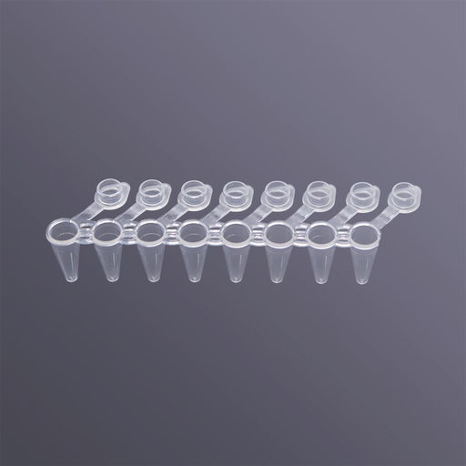 [WSPST-0108-AFT-CB] [WSPST-0108-AFT-CB] - PCR 8-Strip Tube, 0.1 mL, with Attached Flat Cap, Clear